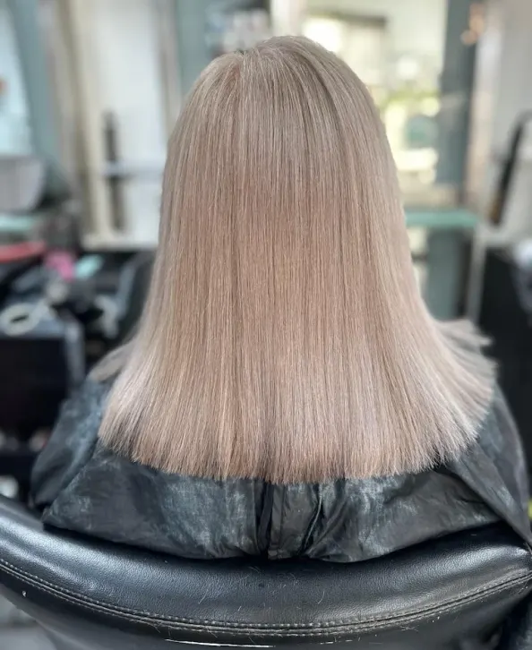 Smooth cool blonde bob result created at Naz Hair and Beauty