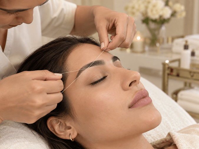 Professional eyebrow shaping treatment