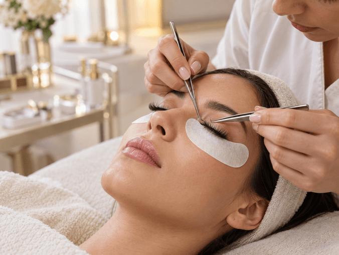 Detailed eyelash extension treatment