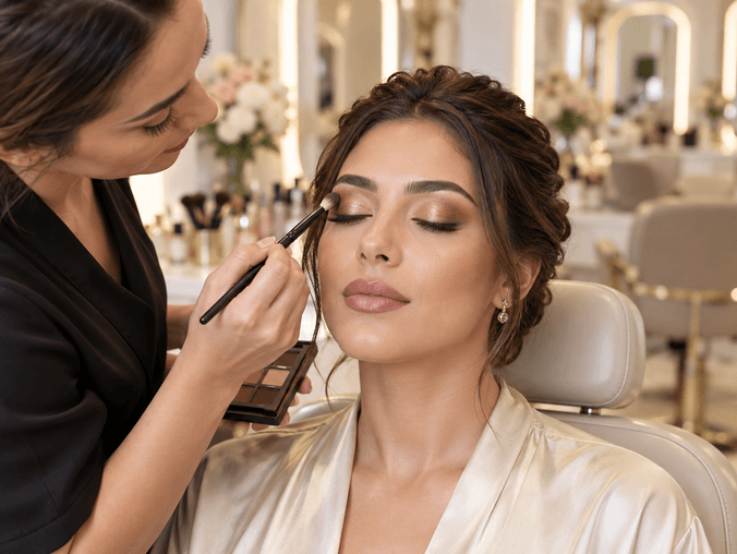 Professional party makeup application